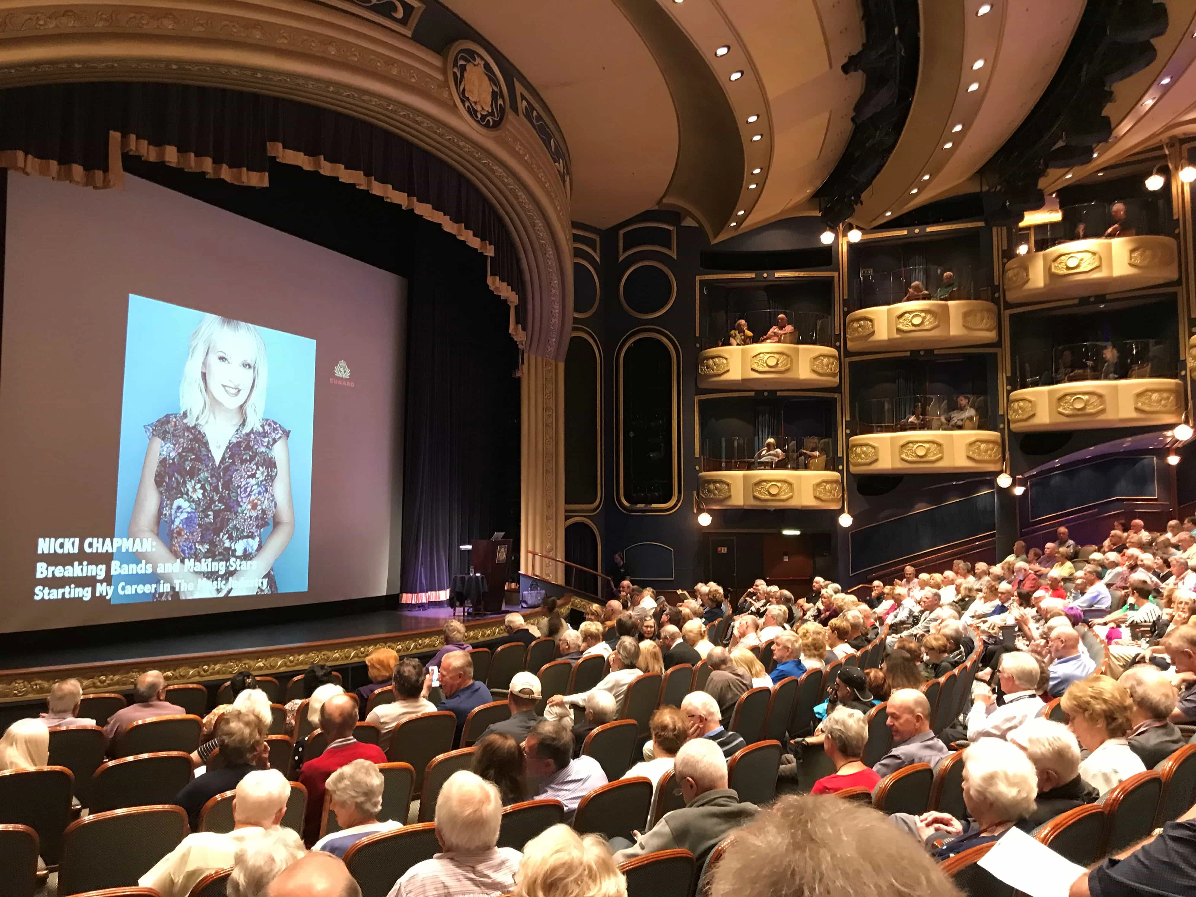 Nicki Chapman aboard Cunard's Queen Elizabeth Cruise Ship