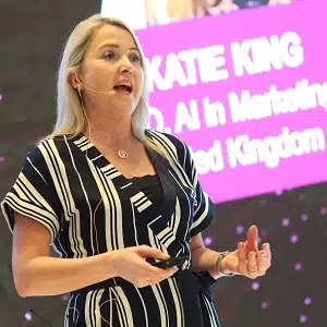 Katie King speaking at an event