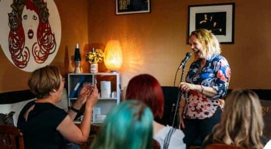 angie belcher making audience laugh