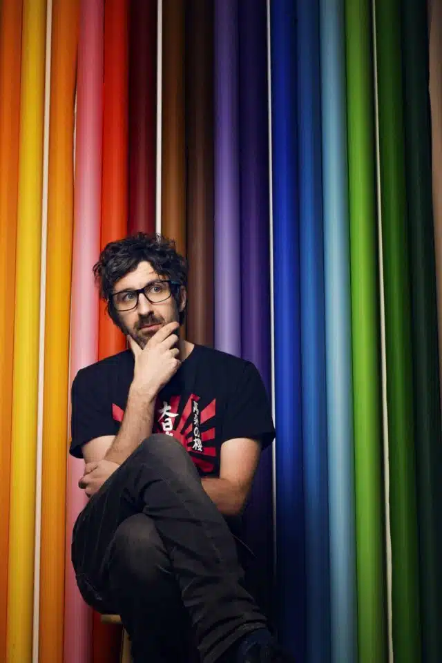 Mark Watson, comedian sat in chair