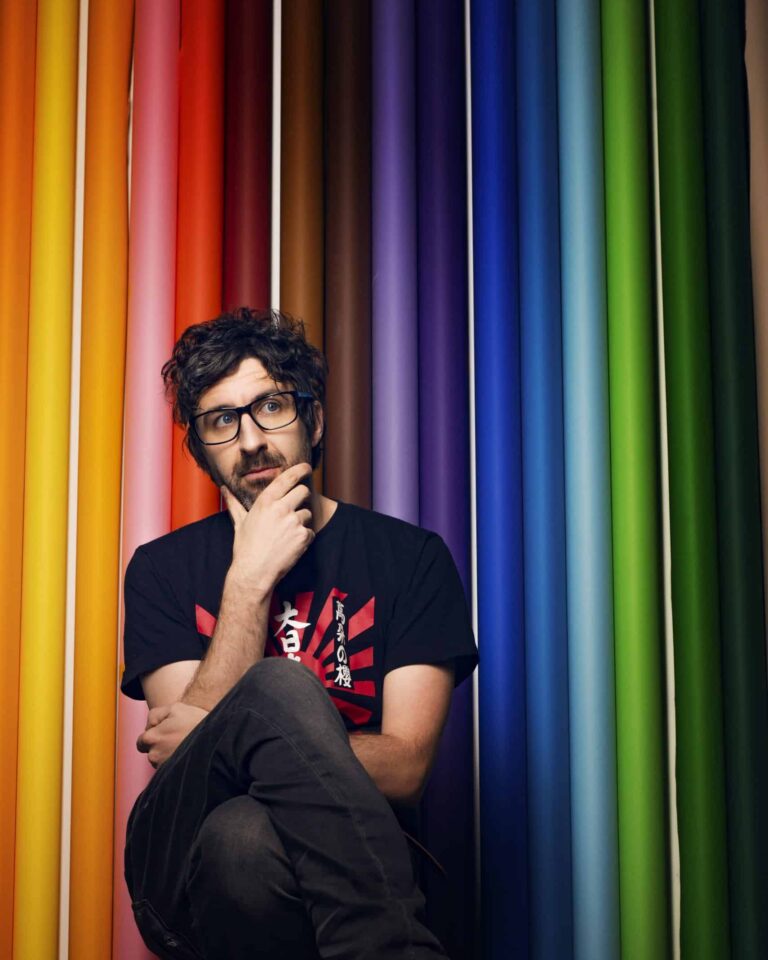 Mark Watson, comedian sat in chair