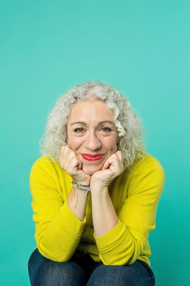 Blaire Palmer, leadership speaker with head in hands