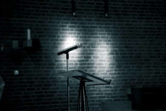 microphone at a speaker event